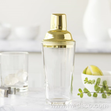 glass cocktail shaker with martini glasses set